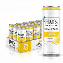 Load image into Gallery viewer, Hal's New York Seltzer Water, Lemon, 12oz Slim Cans (Pack of 24)