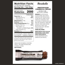 Load image into Gallery viewer, Barebells 20g Protein Bars, Cookies & Cream, 1.94oz (Pack of 12)