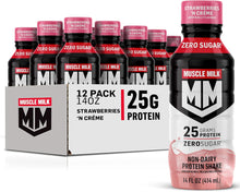Load image into Gallery viewer, Muscle Milk Genuine 25g Protein Shake, Strawberries N Creme, 14oz (Pack of 12)