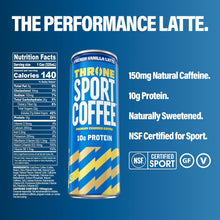 Load image into Gallery viewer, Throne Sport Cold Brew Coffee 10g Protein, French Vanilla Latte, 11oz (Pack of 12)