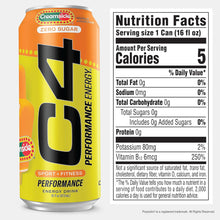 Load image into Gallery viewer, Cellucor C4 Performance Zero Sugar Energy Drink, Orange Creamsicle, 16oz (Pack of 12)