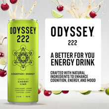 Load image into Gallery viewer, Odyssey 222 Sparkling Energy Drink, Cherry Lime, 12oz (Pack of 12)