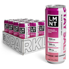 LMNT Sparkling Electrolyte Drink, Black Cherry Salt, 12oz (Pack of 12)