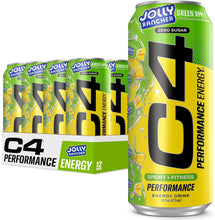 Load image into Gallery viewer, Cellucor C4 Performance Zero Sugar Energy Drink, Jolly Rancher Green Apple, 16 oz (Pack of 12)