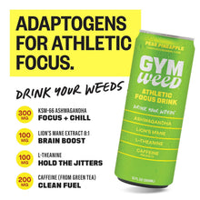Load image into Gallery viewer, GYM WEED Athletic Focus Drink, Pear Pineapple, 12oz (Pack of 12)