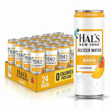 Load image into Gallery viewer, Hal's New York Seltzer Water, Mango, 12oz Slim Cans (Pack of 24)