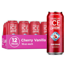 Load image into Gallery viewer, Sparkling ICE Sparkling Water with Caffeine, Cherry Vanilla, 16oz Cans (Pack Of 12)