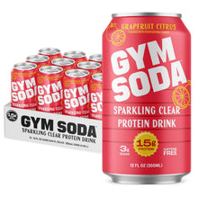 Load image into Gallery viewer, GYM SODA Sparkling Protein Soda, Grapefruit Citrus, 12oz (Pack of 12)