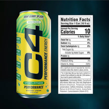 Load image into Gallery viewer, Cellucor C4 Performance Zero Sugar Energy Drink, Sour Gummy Splash, 16oz (Pack of 12)