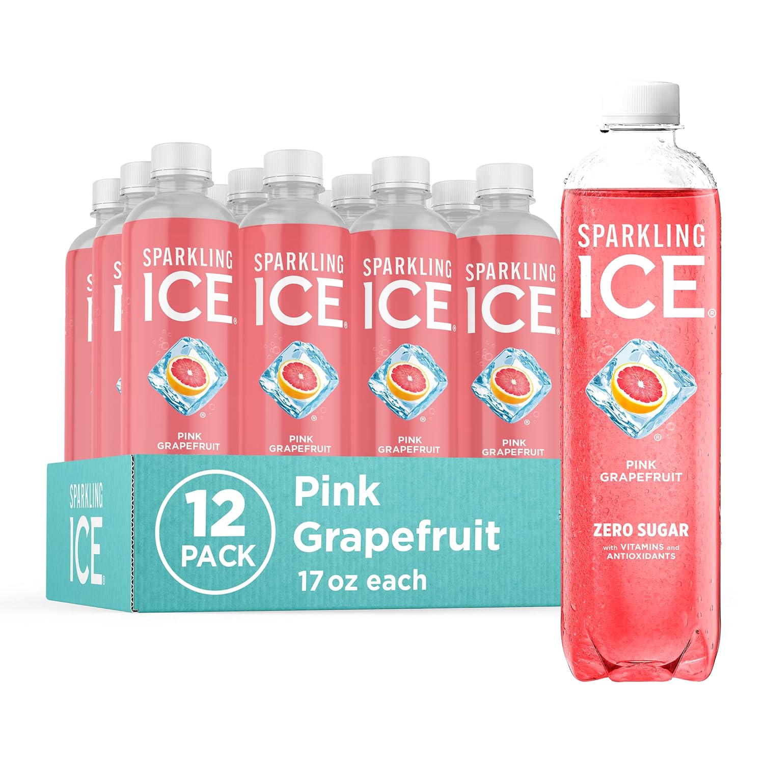 Sparkling Ice Flavored Sparkling Water, Pink Grapefruit, 17
