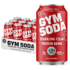 GYM SODA Sparkling Protein Soda, Classic Cola, 12oz (Pack of 12)