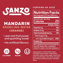 Load image into Gallery viewer, Sanzo Flavored Sparkling Water, Mandarin (Orange), 12oz (Pack of 12)