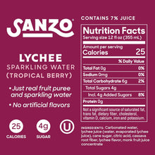 Load image into Gallery viewer, Sanzo Flavored Sparkling Water, Lychee (Berry), 12oz (Pack of 12)