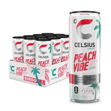 Load image into Gallery viewer, CELSIUS Sparkling Energy Drink, Peach Vibe, 12oz (Pack of 12)