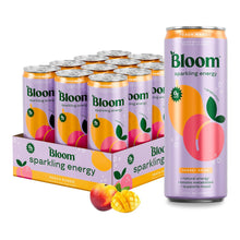 Load image into Gallery viewer, Bloom Sparkling Energy Drink, Peach Mango, 12oz (Pack of 12)