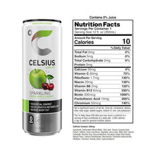 Load image into Gallery viewer, CELSIUS Sparkling Energy Drink, Green Apple Cherry, 12oz (Pack of 12)