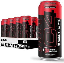 Load image into Gallery viewer, C4 Ultimate Sugar-Free Energy Drink, Fruit Punch, 16oz (Pack of 12)