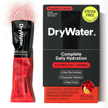 Load image into Gallery viewer, DryWater Electrolyte Powder Packets, Raspberry Lemon, 0.39oz (Pack of 12)