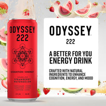 Load image into Gallery viewer, Odyssey 222 Sparkling Energy Drink, Strawberry Watermelon, 12oz (Pack of 12)