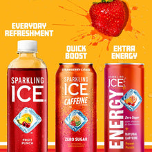 Load image into Gallery viewer, Sparkling ICE Sparkling Water with Caffeine, Strawberry Citrus, 16oz Cans (Pack Of 12)