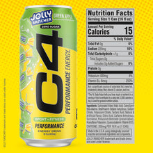 Load image into Gallery viewer, Cellucor C4 Performance Zero Sugar Energy Drink, Jolly Rancher Green Apple, 16 oz (Pack of 12)