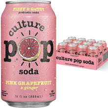 Load image into Gallery viewer, Culture Pop Sparkling Prebiotic Soda, Grapefruit, 12oz (Pack of 12)