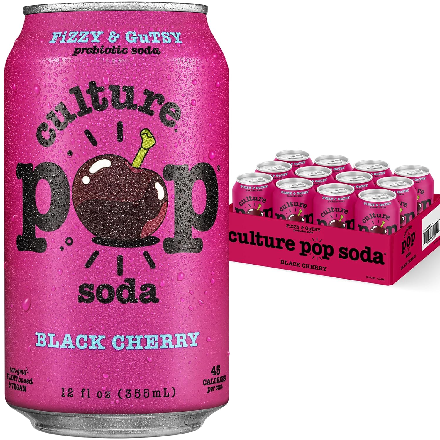 【SODA】2015年11月 Culture Pop Sparkling Probiotic Soda, Black Cherry, 12oz (Pack of