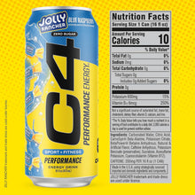 Load image into Gallery viewer, Cellucor C4 Performance Zero Sugar Energy Drink, Jolly Rancher Blue Raspberry, 16 FL oz (Pack of 12)