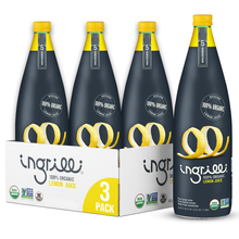 Load image into Gallery viewer, Ingrilli 100% Organic Lemon Juice, 33.8 Fl Oz Glass Bottle - Multi Pack