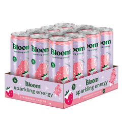 Bloom Sparkling Energy Drink, Strawberry Shortie, 12oz (Pack of 12)
