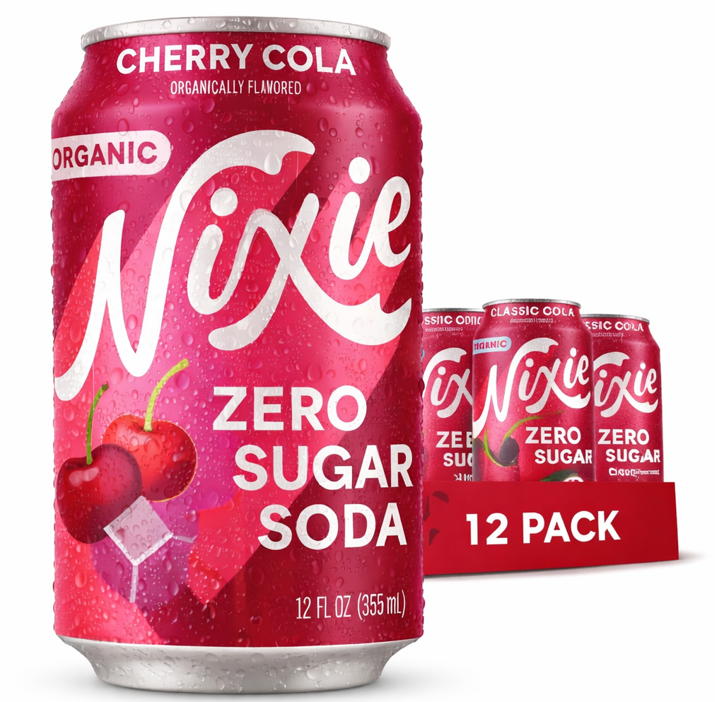 Nixie Organic Zero Sugar Soda, Cherry Cola, 12oz (Pack of 12