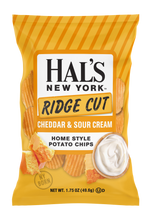Load image into Gallery viewer, Hal's New York Ridge Cut Potato Chips, Cheddar & Sour Cream, 1.75oz (Pack of 24)