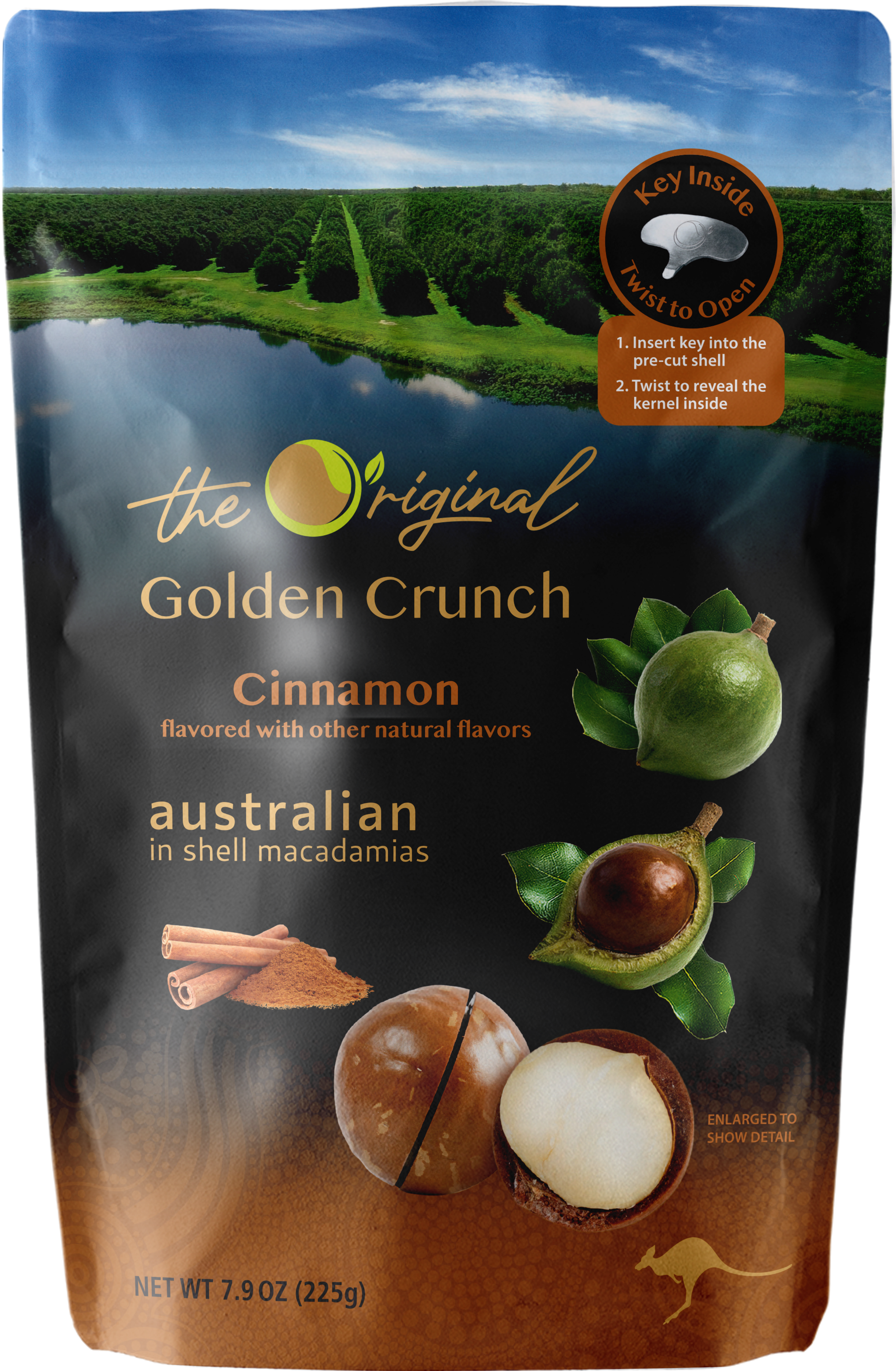 Golden Crunch Australian Macadamia Nuts, Cinnamon, 7.9oz - Multi