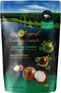 Golden Crunch Australian Macadamia Nuts, Coconut Pandan, 7.9oz - Multi-Pack