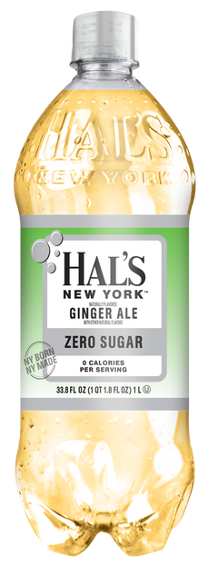 Hal's New York Ginger Ale, Zero Sugar, 1 Liter (Pack of 15)