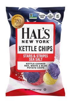 Hal's New York Kettle Cooked Potato Chips, Stars and Stripes Sea Salt, 5oz Bag - Multi Pack
