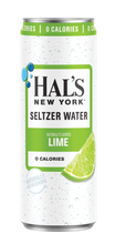 Load image into Gallery viewer, Hal's New York Seltzer Water, Lime, 12oz Slim Cans (Pack of 24)