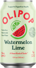 Load image into Gallery viewer, Olipop Sparkling Prebiotic Soda, Watermelon Lime, 12oz (Pack of 12)