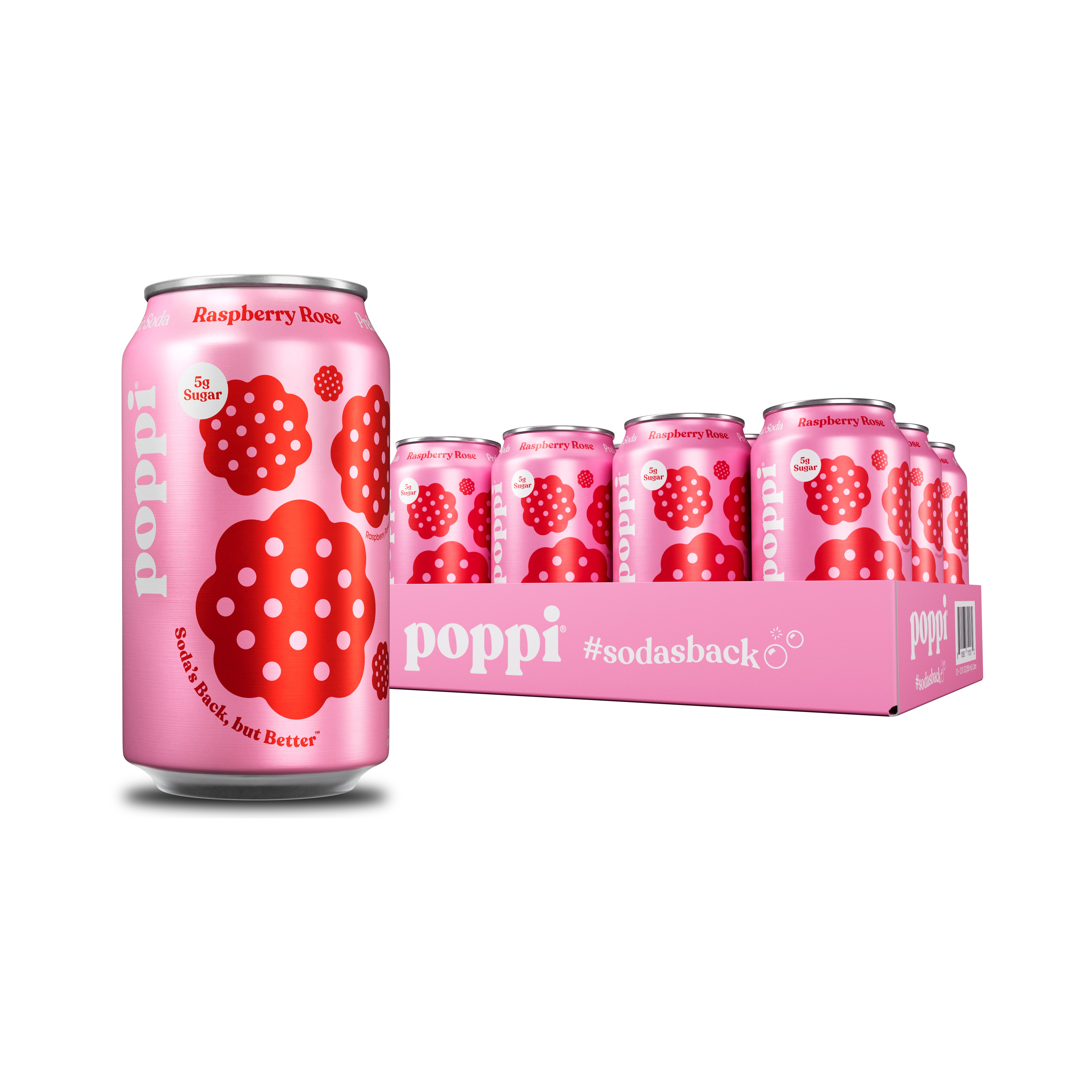 Poppi Prebiotic Soda, Raspberry Rose, 12 oz (Pack of 12) – Oasis