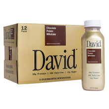 Load image into Gallery viewer, DAVID 30g Protein Milkshake, Chocolate, 12oz (Pack of 12)