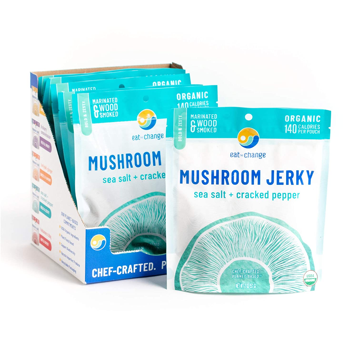 Copy of Eat The Change Mushroom Jerky, Sea Salt & Cracked Pepper, 2oz Oasis Snacks