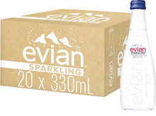 Load image into Gallery viewer, Evian Natural Sparkling Carbonated Water, 11.1 Fl Oz Glass Bottles (Pack of 20)