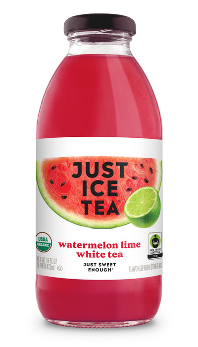 Just Ice Tea, Watermelon Lime White Tea, 16oz (Pack of 12)