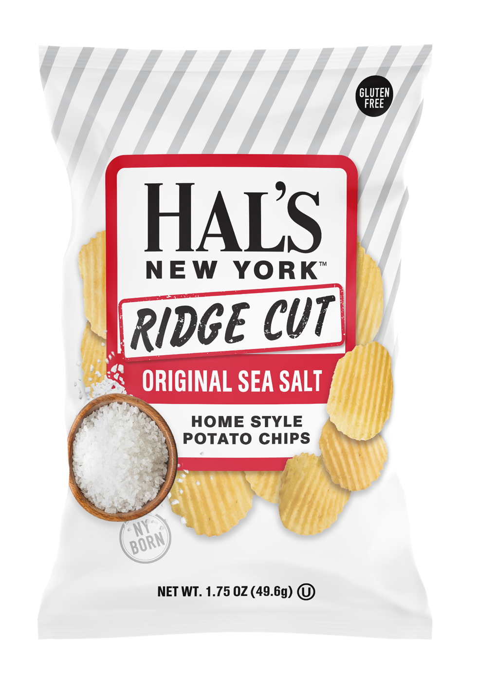 Hal's New York Ridge Cut Potato Chips, Sea Salt, 1.75oz (Pack of 24