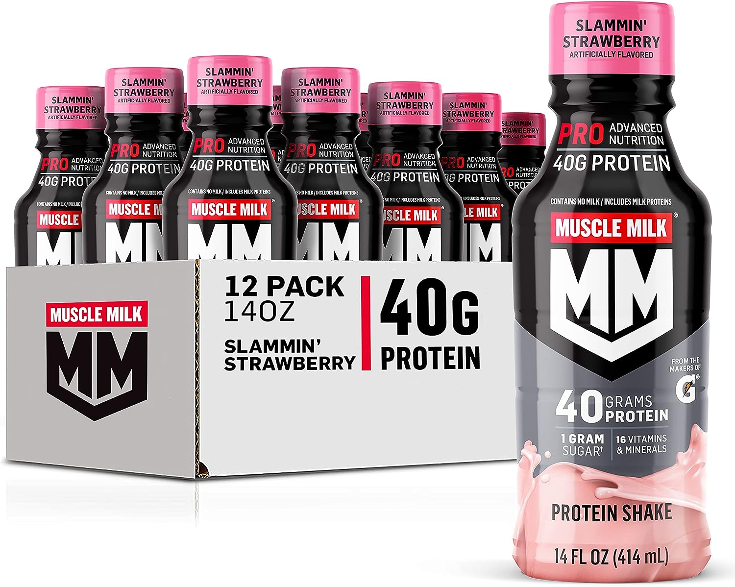 Muscle Milk PRO Series 40g Protein Shake, Slammin' Strawberry, 14oz (P –  Oasis Snacks