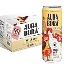Load image into Gallery viewer, Aura Bora Herbal Sparkling Water, Cactus Rose, 12oz (Pack of 12) - Oasis Snacks