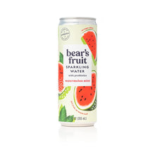 Load image into Gallery viewer, Bear's Fruit Sparkling Water with Probiotics, Watermelon Mint, 12oz (Pack of 12)