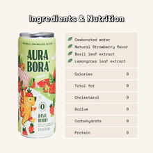 Load image into Gallery viewer, Aura Bora Herbal Sparkling Water, Basil Berry, 12oz (Pack of 12) - Oasis Snacks