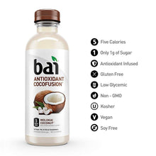 Load image into Gallery viewer, Bai Coconut Flavored Water, Molokai Coconut, Antioxidant Infused Drinks, 18 fl oz (Pack of 12) - Oasis Snacks