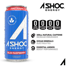 Load image into Gallery viewer, A SHOC Energy Drink, Blue Raspberry, 16oz (Pack of 12)